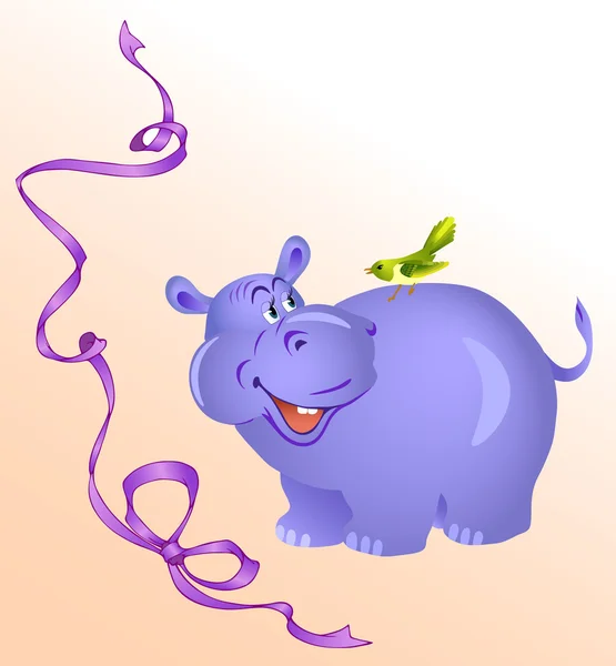 Funny hippo — Stock Vector