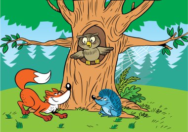 Forest cartoon animals clipart