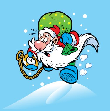 Santa Claus in a hurry at festival clipart