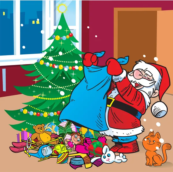 Papai Noel com presentes —  Vetores de Stock
