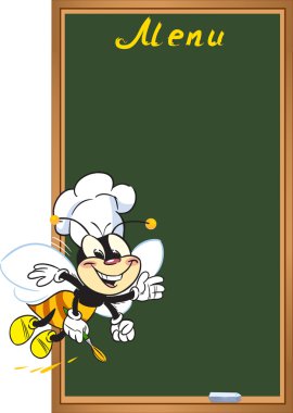 Menu and chef cartoon clipart