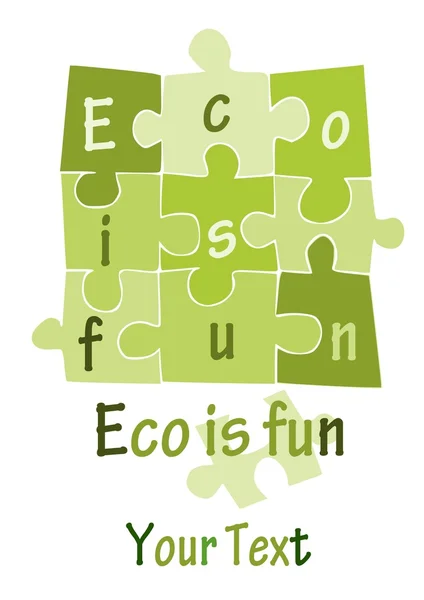 Eco es divertido - rompecabezas verde - vector — Vector de stock