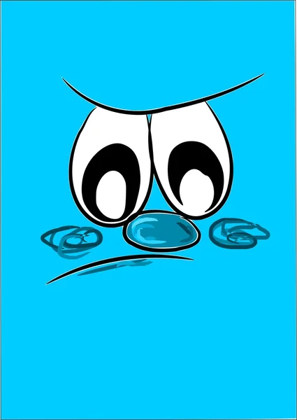 Fond bleu - visage malheureux — Image vectorielle