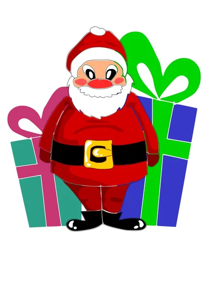 Felice Babbo Natale e grandi regali — Vettoriale Stock