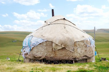 Dwelling of the nomad in mountains of Kazakhstan clipart