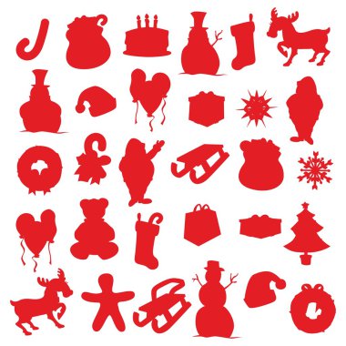 Isolated Christmas items silhouettes clipart