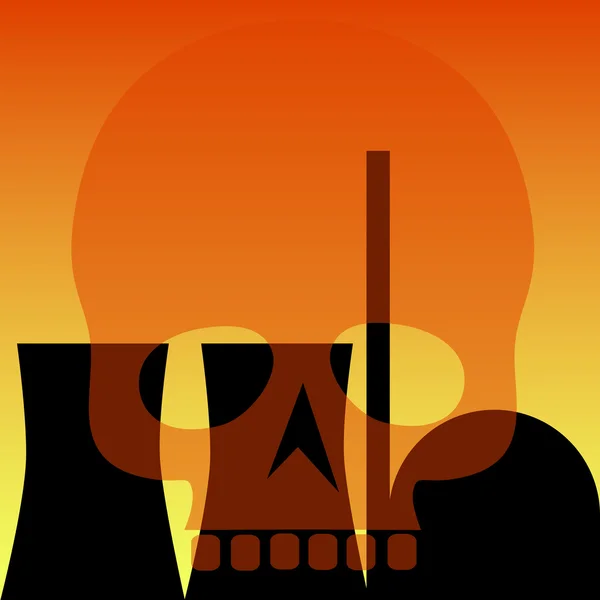 Centrale nucléaire et crâne — Image vectorielle