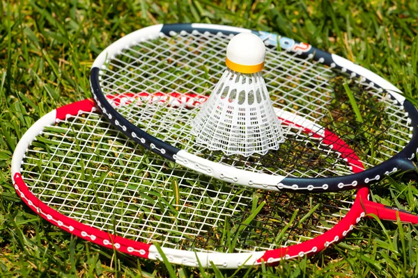 Badminton rackets and shuttlecock — Stock Photo, Image