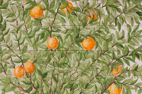 Portugese mozaïek azulejos - sinaasappelen Stockfoto