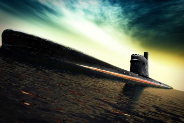Submarine at sea clipart