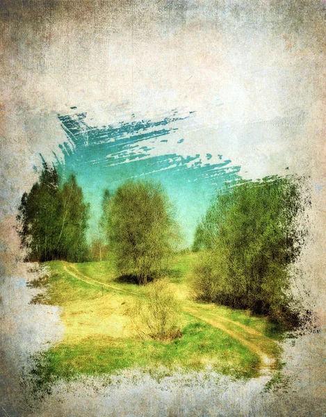 Гранж весенний пейзаж, винтажный фон — стоковое фото