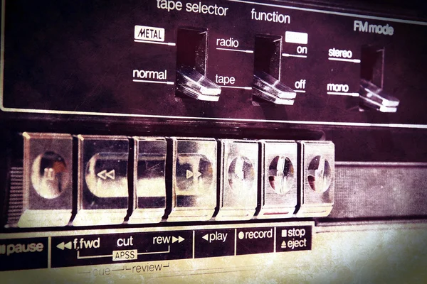 Kazetový magnetofon ovládací panel closeup — Stock fotografie
