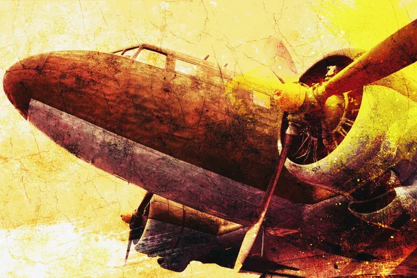 Grunge 旧军用飞机 — 图库照片