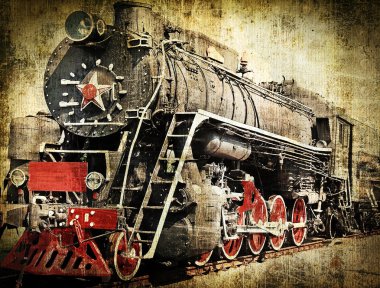 Grunge steam locomotive clipart