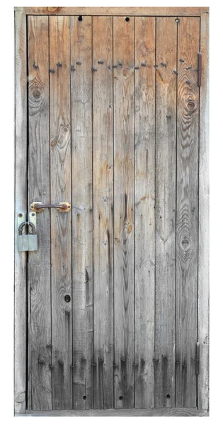 白い背景に隔離された古い木製のドア — ストック写真