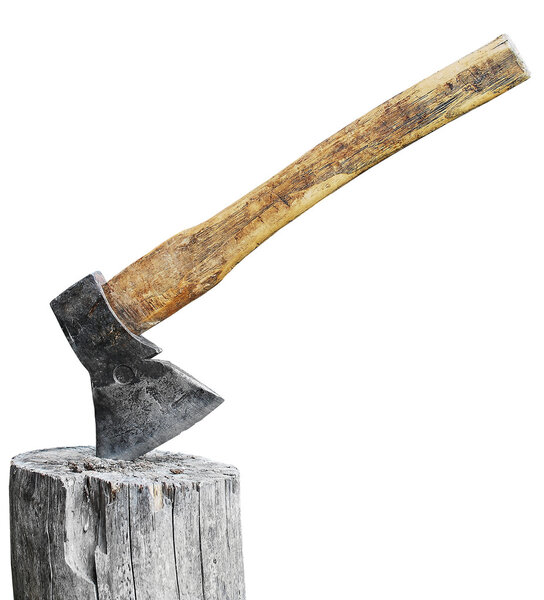 Ax with wooden handle