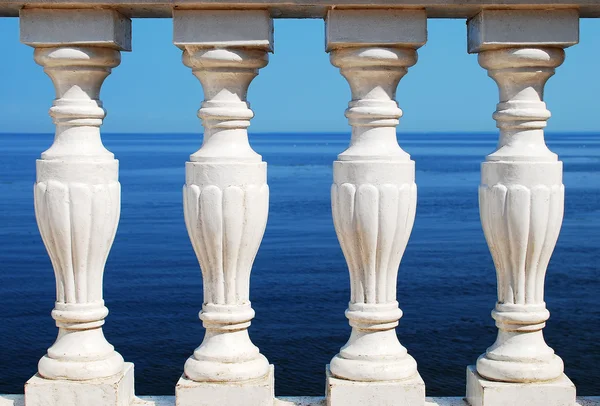 stock image Antique stone balustrade and sea