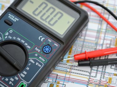 Technology background, digital multimeter clipart