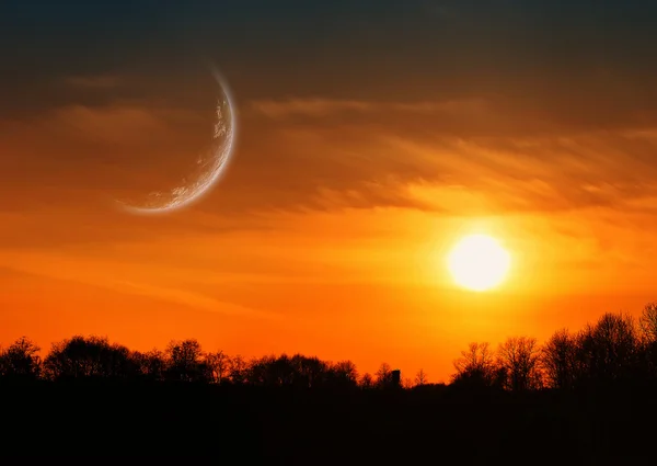 Ηλιοβασίλεμα, φανταστική φόντο — Φωτογραφία Αρχείου