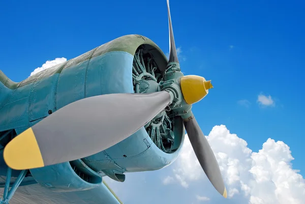 老飞机的引擎 — 图库照片