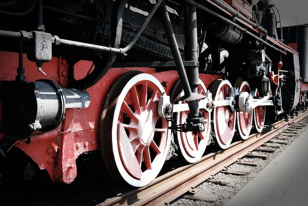 Τροχοί τρένο ατμού — Φωτογραφία Αρχείου