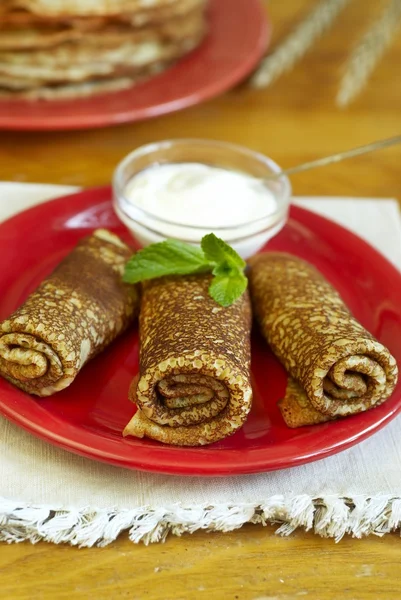 Traditional Russian pancakes — Stock Photo, Image