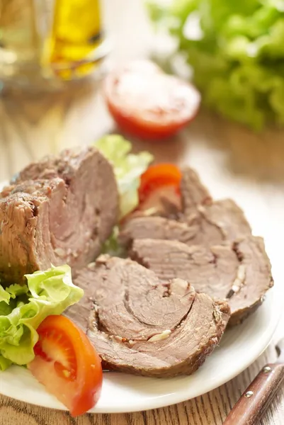Roast beef with spices and garlic — Stock Photo, Image