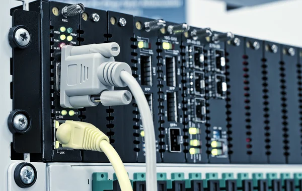 Gigabit technology center with slots for SFP — Stock Photo, Image