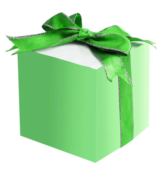 Gift Box With Satin Ribbon Bow — Stock Photo, Image