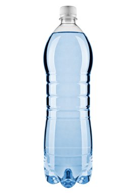 Blue bottle with water isolated on the white background with cli clipart