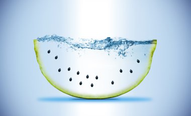 Slice of watermelon. Wave. Water splashing clipart