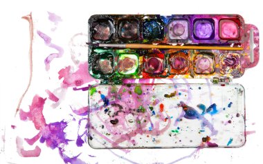 Children's drawing water color paints clipart