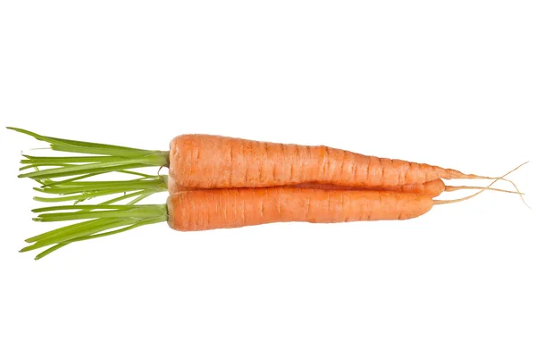 Grupo de verduras frescas de zanahoria aisladas sobre fondo blanco — Foto de Stock