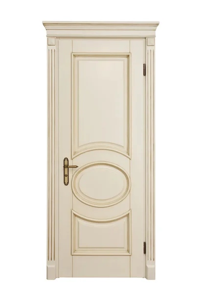 Branco clássico porta isolar no fundo branco — Fotografia de Stock