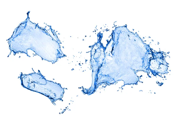 Modrá voda stříkající izolované na bílém pozadí — Stock fotografie