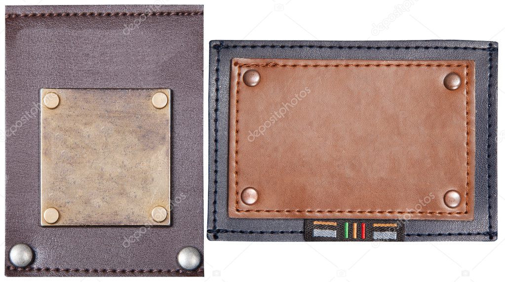 Blank square shape leather jeans labels.