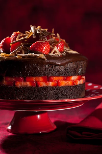 Chocolate strawberry cake — Stock Photo, Image