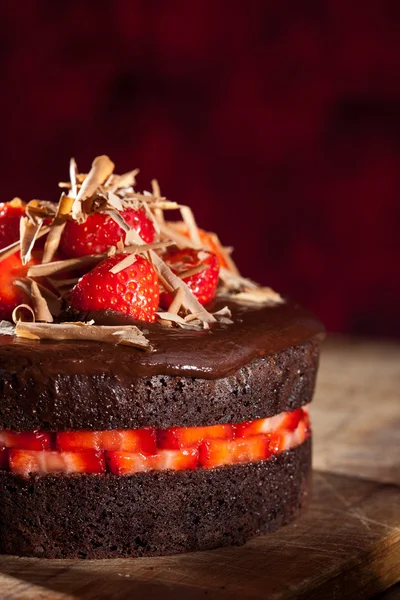 초콜릿 딸기 케이크 — 스톡 사진