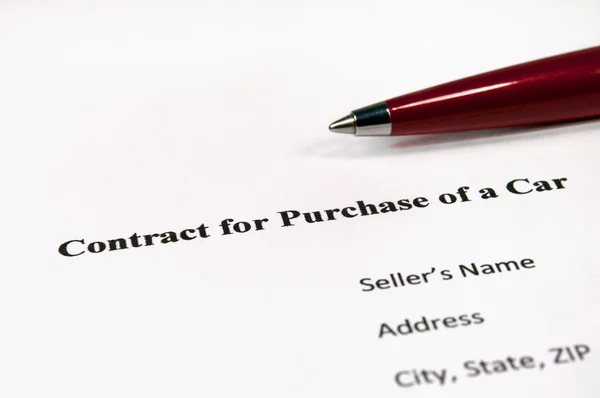 Kontrakt na nákup automobilu — Stock fotografie