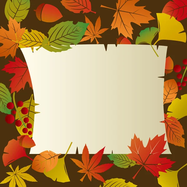 Fogli fogliame autunno telaio — Vettoriale Stock