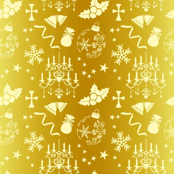 Sömlös guld jul mönster — Stock vektor