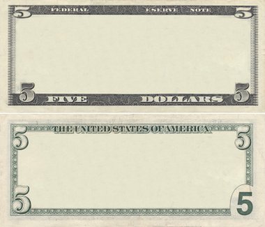 Clear 5 dollar banknote pattern clipart