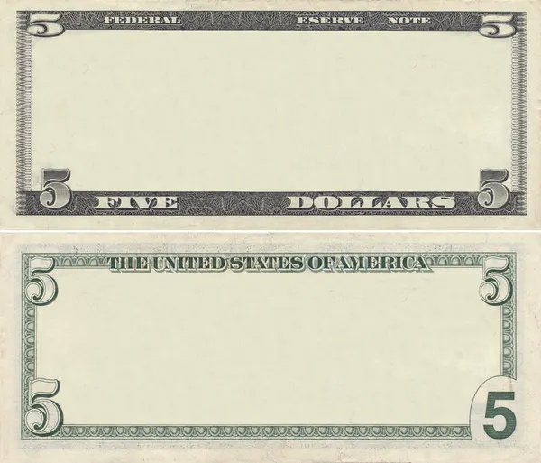 清除 5 美元钞票图案 — 图库照片