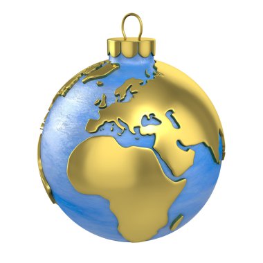 Christmas ball shaped as globe or planet, Europe part clipart