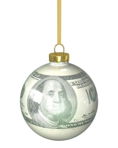 Bola de Natal com textura de dólar — Fotografia de Stock