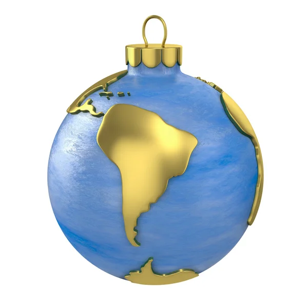 Bola de Navidad en forma de globo o planeta, parte de América del Sur — Foto de Stock