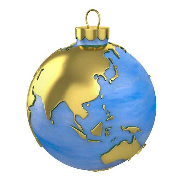 Weihnachtskugel in Form eines Globus oder Planeten, asiatischer Teil — Stockfoto