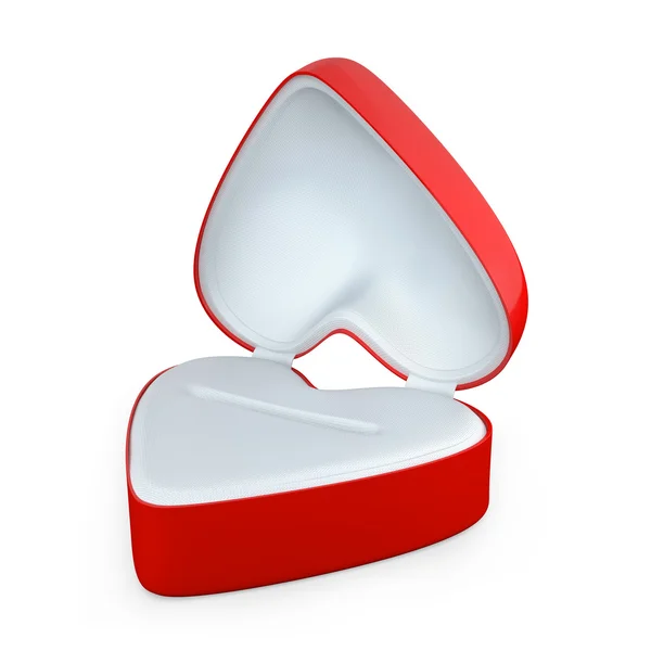 Kırmızı kalp şeklinde takı kutusu — Stok fotoğraf
