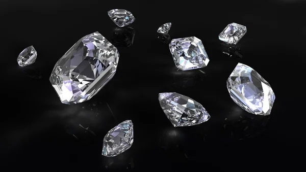 Pocos diamantes talla asscher — Foto de Stock