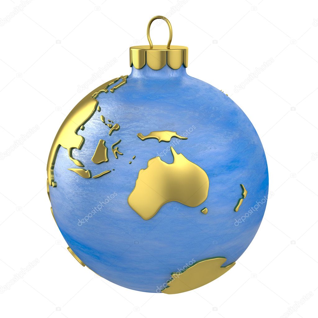 Christmas ball shaped as globe or planet, Australia part